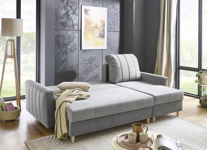 Funktions-Polstermöbel - Polsterecke mit Bettfunktion und Bettkastenn, in Farbe BEIGE Ansicht 7