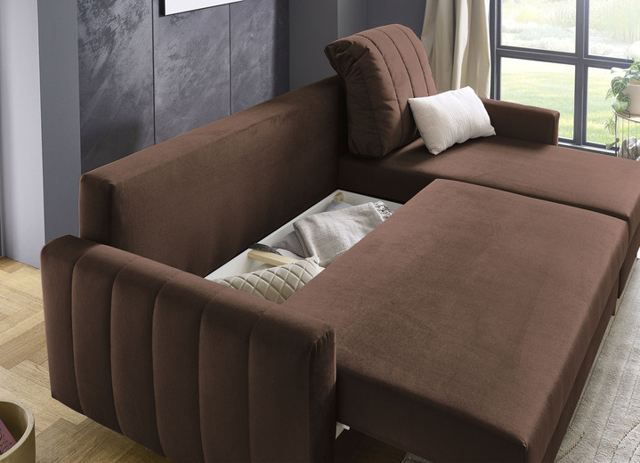 Funktions-Polstermöbel - Polsterecke mit Bettfunktion und Bettkastenn, in Farbe BEIGE Ansicht 12