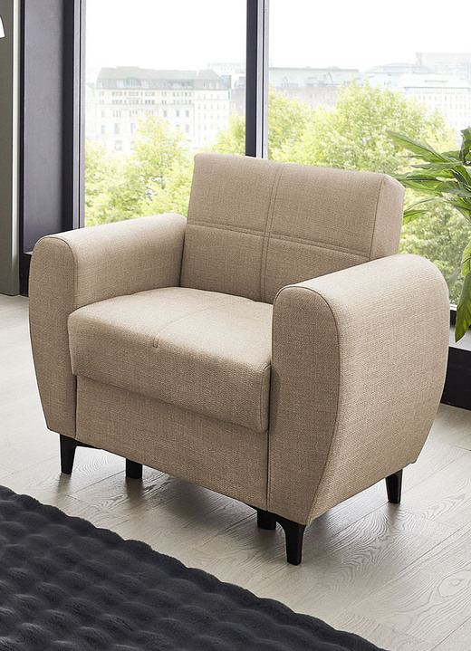 Funktions-Polstermöbel - Frei im Raum aufstellbare Polstermöbel mit Bettfunktion, in Farbe BEIGE, in Ausführung Sessel Ansicht 1
