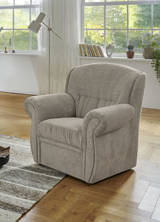 Funktions-Polstermöbel - Klassische Polstermöbel mit hochwertigem Bezug, in Farbe TAUPE, in Ausführung Sessel Ansicht 1