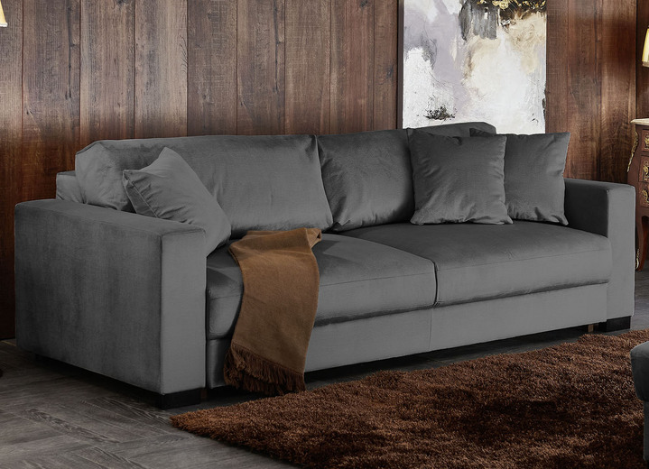 Schlafsofas - Schlafsofa mit bequemer Schaumstoffpolsterung, in Farbe GRAU, in Ausführung mit Hocker Ansicht 7