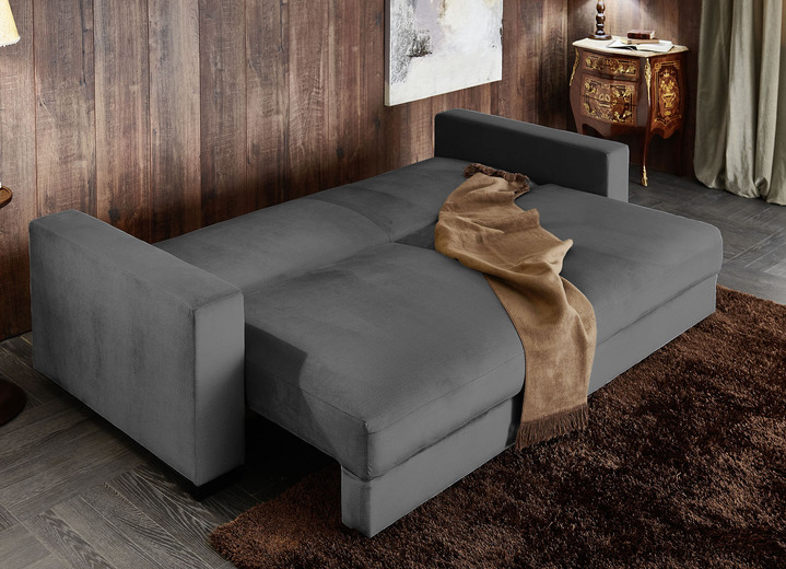 Schlafsofas - Schlafsofa mit bequemer Schaumstoffpolsterung, in Farbe GRAU, in Ausführung mit Hocker Ansicht 12