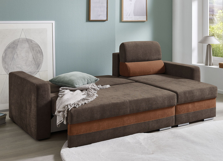 Funktions-Polstermöbel - Komfortable Polsterecke mit Bettfunktion, in Farbe GRAU-HELLGRAU Ansicht 7