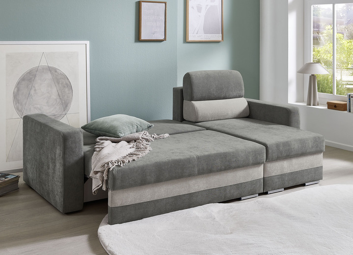 Funktions-Polstermöbel - Komfortable Polsterecke mit Bettfunktion, in Farbe GRAU-HELLGRAU Ansicht 5