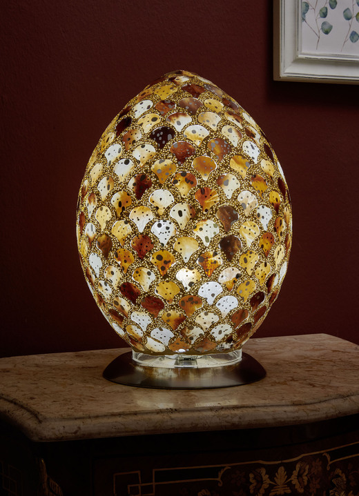Lampen & Leuchten - Tischleuchte in Eiform mit Mosaik-Effekt, in Farbe BEIGE