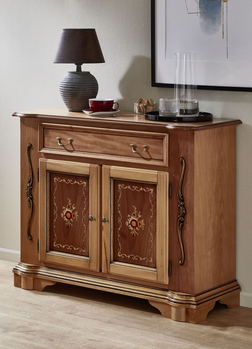 Stilmöbel - Teilmassive Kommoden mit Intarsien, in Farbe NATUR, in Ausführung Kommode, 1-türig Ansicht 3