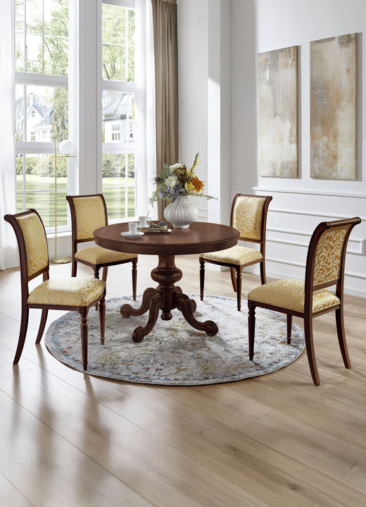 Stilmöbel - Esszimmerstühle mit Gestell aus massivem Buchenholz, in Farbe NUSSBAUM-GOLD, in Ausführung Armlehnstuhl Ansicht 18