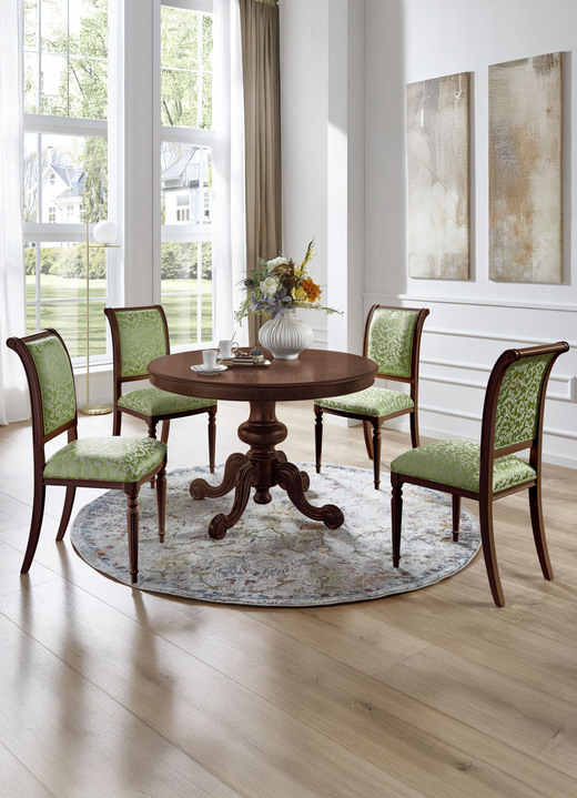 Stilmöbel - Esszimmerstühle mit Gestell aus massivem Buchenholz, in Farbe NUSSBAUM-GOLD, in Ausführung Armlehnstuhl Ansicht 24