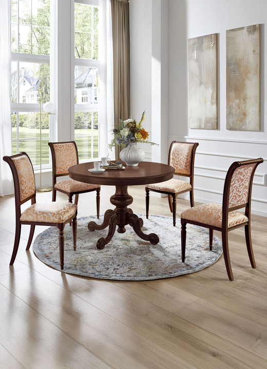 Stilmöbel - Esszimmerstühle mit Gestell aus massivem Buchenholz, in Farbe NUSSBAUM-GOLD, in Ausführung Armlehnstuhl Ansicht 22