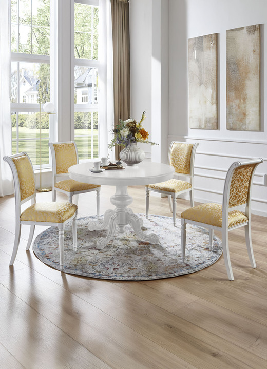 Stilmöbel - Esszimmerstühle mit Gestell aus massivem Buchenholz, in Farbe NUSSBAUM-GOLD, in Ausführung Armlehnstuhl Ansicht 10