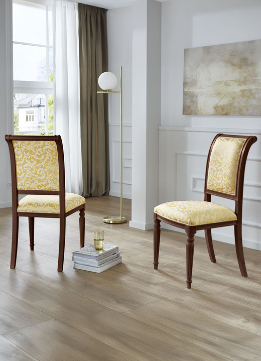 Stilmöbel - Esszimmerstühle mit Gestell aus massivem Buchenholz, in Farbe NUSSBAUM-GOLD, in Ausführung Armlehnstuhl Ansicht 17