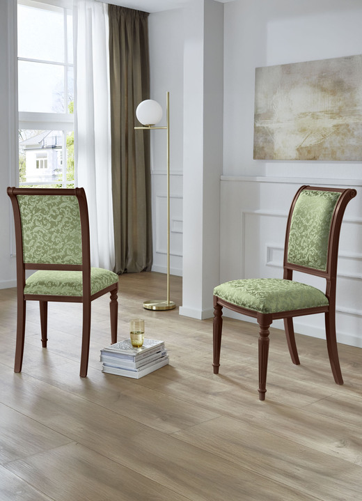 Stilmöbel - Esszimmerstühle mit Gestell aus massivem Buchenholz, in Farbe NUSSBAUM-GOLD, in Ausführung Armlehnstuhl Ansicht 23