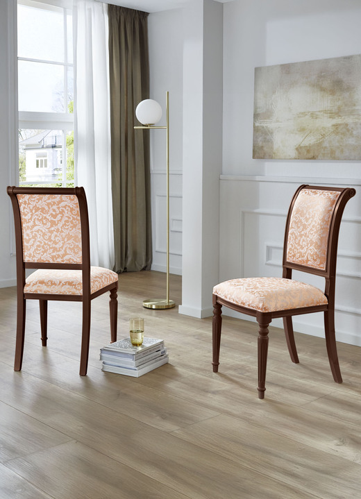 Stilmöbel - Esszimmerstühle mit Gestell aus massivem Buchenholz, in Farbe NUSSBAUM-GOLD, in Ausführung Armlehnstuhl Ansicht 21