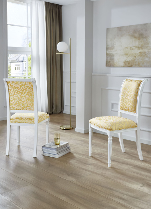 Stilmöbel - Esszimmerstühle mit Gestell aus massivem Buchenholz, in Farbe NUSSBAUM-GOLD, in Ausführung Armlehnstuhl Ansicht 9