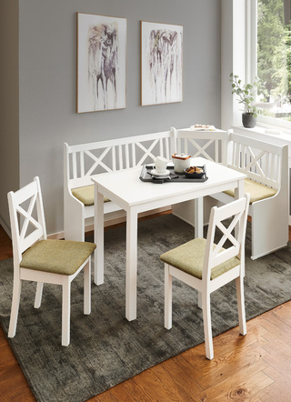 Essgruppen - Esszimmermöbeln – Farbe WEISS-GRÜN – Ansicht  Essgruppen - Esszimmermöbeln, in Farbe WEISS-BEIGE, in Ausführung Stühle, 2er-Set – Farbe WEISS-GRÜN – Ansicht