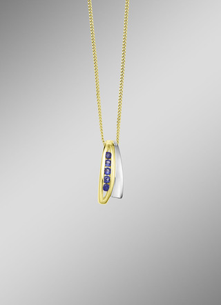 Anhänger in Bicolor mit synth. Safir