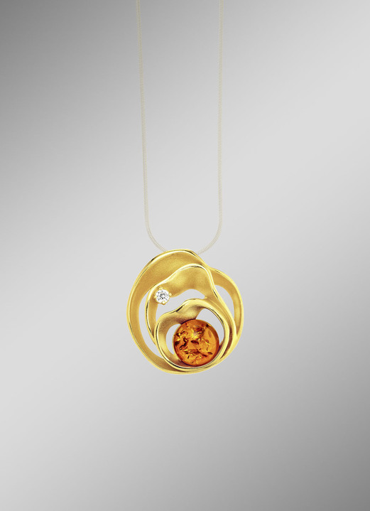 Anhänger - Begeisternder Anhänger mit Bernstein und synth. Zirkonia, in Farbe  Ansicht 2