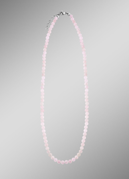 Damen-Modeschmuck - Halskette mit echtem Rosenquarz, in Farbe  Ansicht 1