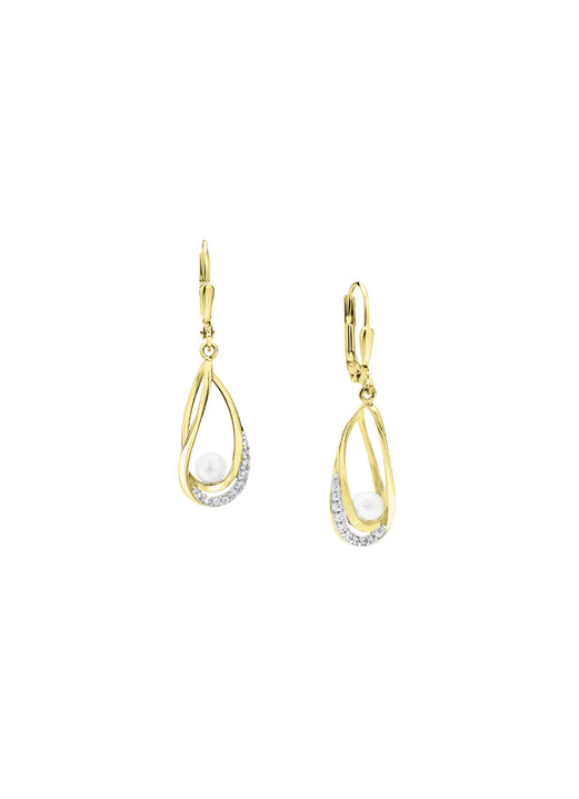 mit Perlen - Ohrringe mit Süßwasser-Zuchtperlen und synth. Zirkonia, in Farbe  Ansicht 2