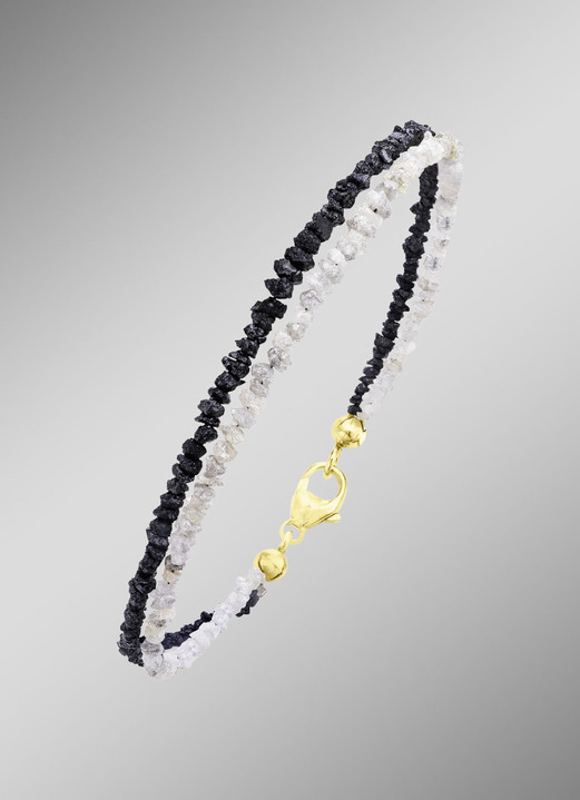 Halsketten & Armbänder - Raffiniertes Armband mit Roh-Diamanten in Hell- und Dunkelgrau, in Farbe  Ansicht 1