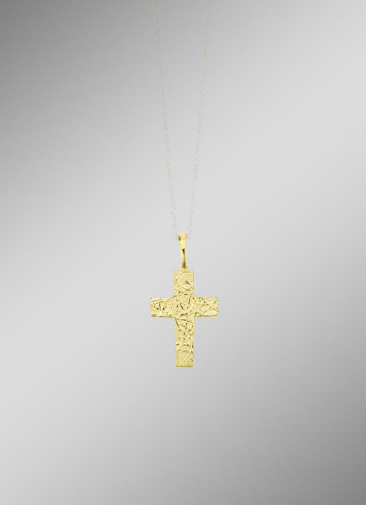 ohne Steine / mit Zirkonia - Kreuz-Anhänger aus Gold, in Farbe  Ansicht 1