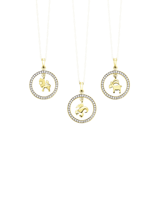 ohne Steine / mit Zirkonia - Sternzeichen-Anhänger aus Gold mit Zirkonia, in Farbe  Ansicht 2