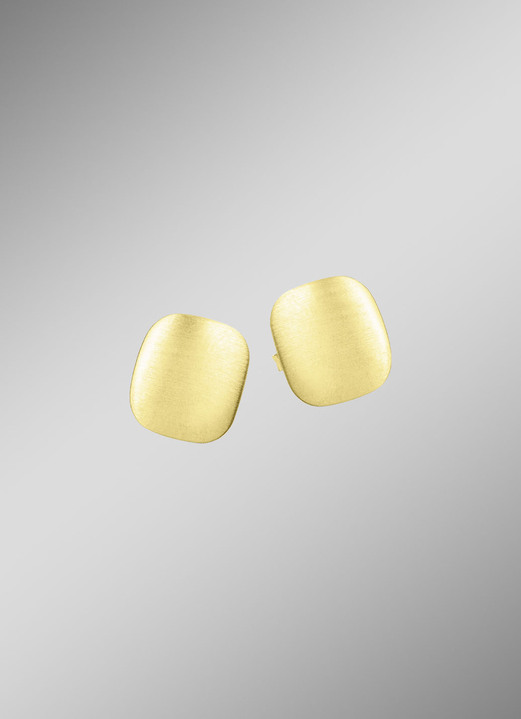 ohne Steine / mit Zirkonia - Satinierte Ohrstecker aus Gold, in Farbe  Ansicht 1
