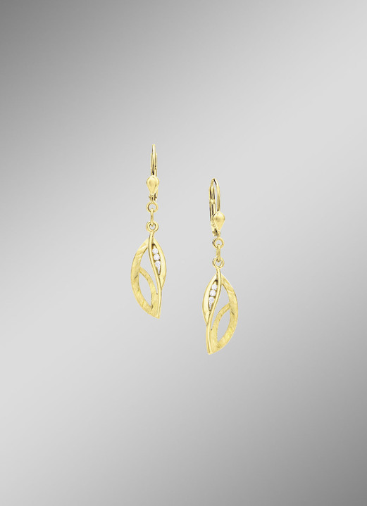 ohne Steine / mit Zirkonia - Ohrringe aus Gold mit Zirkonia, in Farbe  Ansicht 1