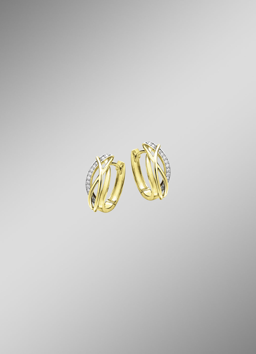 ohne Steine / mit Zirkonia - Elegante Klappcreolen, in Farbe  Ansicht 1