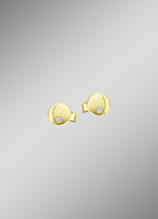 ohne Steine / mit Zirkonia - Moderne Ohrstecker mit Zirkonia, in Farbe  Ansicht 1