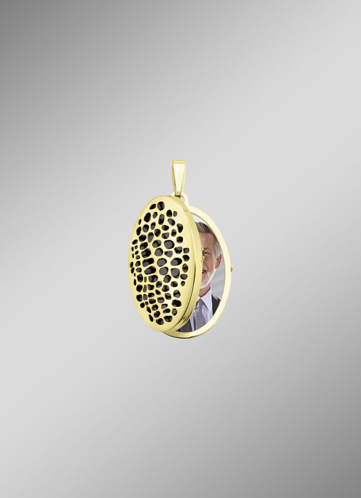 ohne Steine / mit Zirkonia - Medaillon mit Leopardenmuster, in Farbe  Ansicht 2