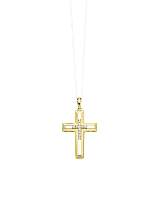mit Diamanten - Durchbrochener Kreuz-Anhänger mit Brillanten Ansicht 2 mit Diamanten - Durchbrochener Kreuz-Anhänger mit Brillanten, in Farbe  Ansicht 2