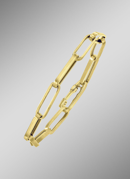 ohne Steine / mit Zirkonia - Gliederketten-Armband aus Gold, in Farbe  Ansicht 1