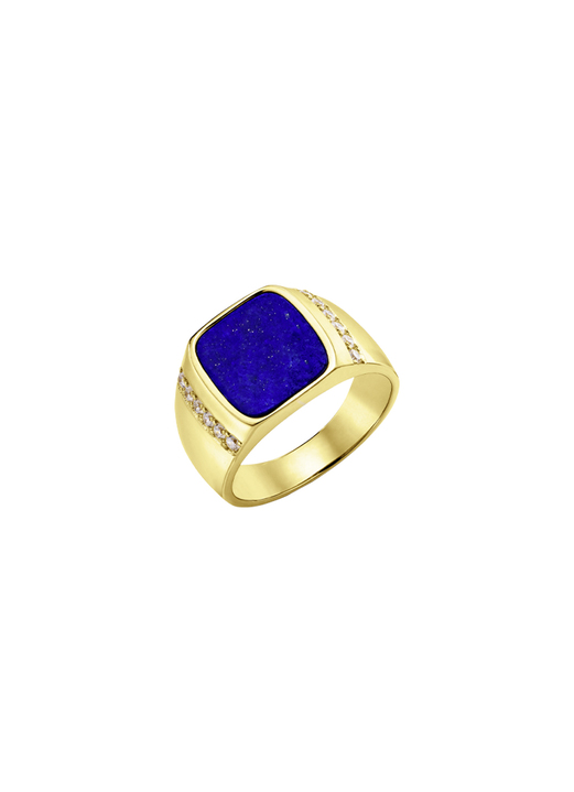 Ringe - Herrenring mit Lapislazuli und Zirkonia Ansicht 2 Ringe - Herrenring mit Lapislazuli und Zirkonia, in Größe 180 bis 240, in Farbe  Ansicht 2