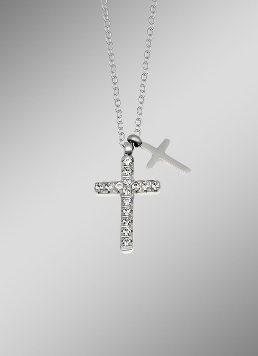 Damen-Modeschmuck - Ausdrucksstarke Halskette mit synth. Zirkonia, in Farbe  Ansicht 1