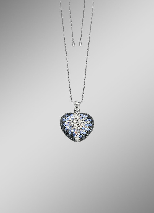 Damen-Modeschmuck - Eleganter Herz-Anhänger mit funkelnden Kristallen, in Farbe  Ansicht 1