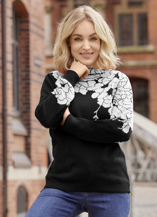 Pullover mit floralen Jacquardakzenten