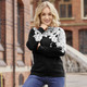 Pullover - Pullover mit floralen Jacquardakzenten – Farbe SCHWARZ-WEISS Pullover - Pullover mit floralen Jacquardakzenten, in Größe 038 bis 054, in Farbe SCHWARZ-WEISS