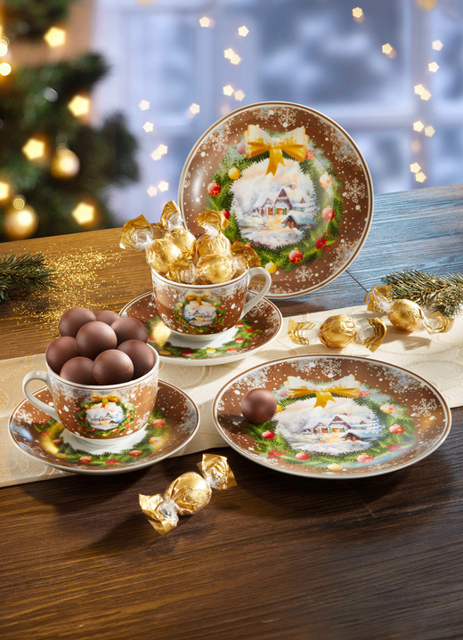 Weihnachten - Festliches Weihnachtsgedeck-Set aus Porzellan, in Farbe BRAUN, in Ausführung Gedeck-Set, 3-teilig Ansicht 1