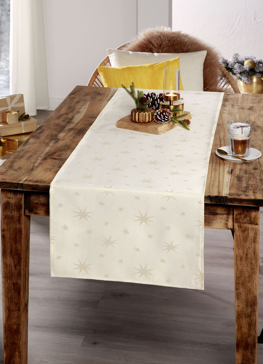 Tischdecken - Tischdekoration mit Fleckschutz und Glitzergarn Ansicht 9 Tischdecken - Tischdekoration mit Fleckschutz und Glitzergarn, in Größe 105 (Läufer, 40/150 cm) bis 140 (Tischdecke, 140/220 cm), in Farbe WEISS-SILBER Ansicht 9