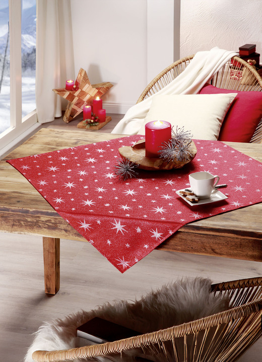 Tischdecken - Tischdekoration mit Fleckschutz und Glitzergarn Ansicht 12 Tischdecken - Tischdekoration mit Fleckschutz und Glitzergarn, in Größe 105 (Läufer, 40/150 cm) bis 140 (Tischdecke, 140/220 cm), in Farbe WEISS-SILBER Ansicht 12