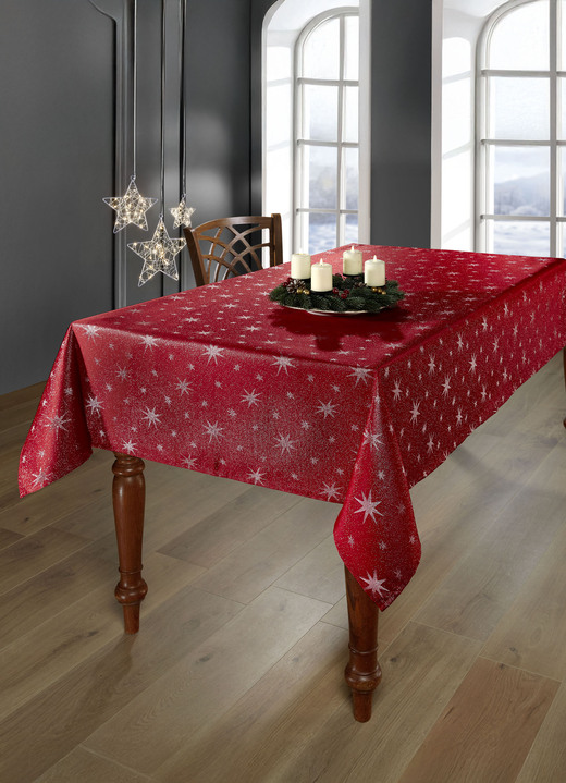 Tischdecken - Tischdekoration mit Fleckschutz und Glitzergarn Ansicht 11 Tischdecken - Tischdekoration mit Fleckschutz und Glitzergarn, in Größe 105 (Läufer, 40/150 cm) bis 140 (Tischdecke, 140/220 cm), in Farbe WEISS-SILBER Ansicht 11