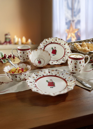 Weihnachtliches Frühstücks-Set aus Premium-Porzellan, 6-teilig