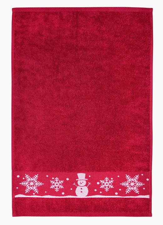 Handtücher - Flauschige Frottier-Serie mit Jacquard-Bordür, in Größe 200 (1 Handtuch, 50/100 cm) bis 204 (1 Duschtuch, 70/140 cm), in Farbe ROT Ansicht 1