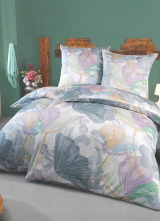 Beidseitig bedruckte Bettwäsche-Garnitur in Mako-Satin-Qualität