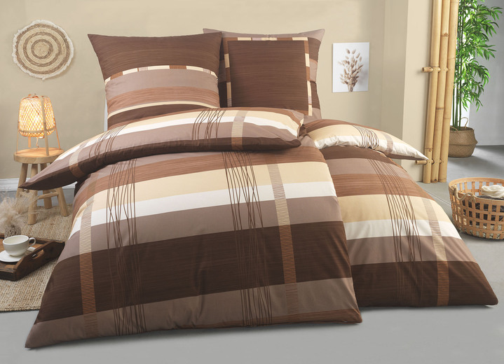 Bettwäschegarnituren - Bettwäsche-Garnitur in Renforcé-Qualität, in Größe 111 (40/80 cm + 135/200 cm) bis 115 (80/80 cm + 155/220 cm), in Farbe NUGAT Ansicht 2