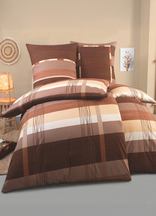 Bettwäschegarnituren - Bettwäsche-Garnitur in Renforcé-Qualität, in Größe 111 (40/80 cm + 135/200 cm) bis 115 (80/80 cm + 155/220 cm), in Farbe NUGAT Ansicht 1