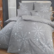 Bettwäschegarnituren - Florella Bettwäsche-Garnitur mit Schneeflocken und Eiskristalle, in Größe 111 (40/80 cm + 135/200 cm) bis 115 (80/80 cm + 155/220 cm), in Farbe GRAU