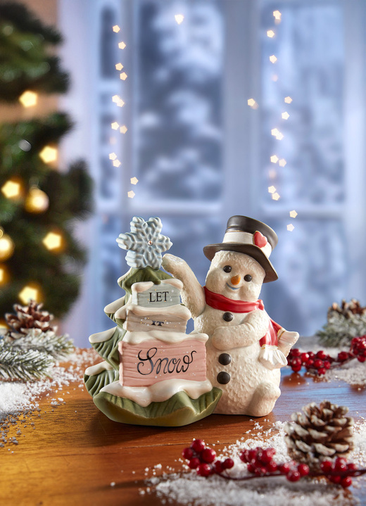 Weihnachten - Schneemann mit Tannenbaum, in Farbe WEISS-GRÜN-ROT