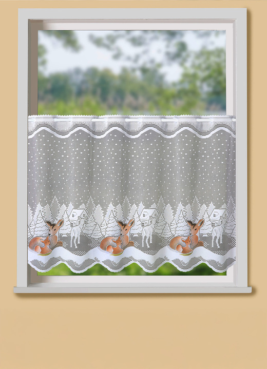Fensterdekorationen - Handkolorierter Kurzstore Rehe Fensterdekorationen - Handkolorierter Kurzstore Rehe, in Größe 784 (H45xB 90 cm) bis 861 (H60xB150 cm), in Farbe BUNT